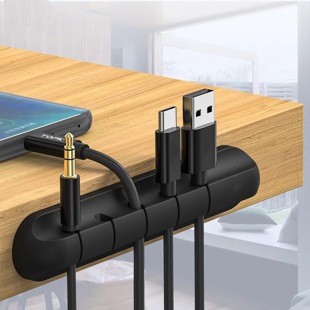 Органайзер для кабелей Wonderlife силиконовый держатель USB настольные клипсы
