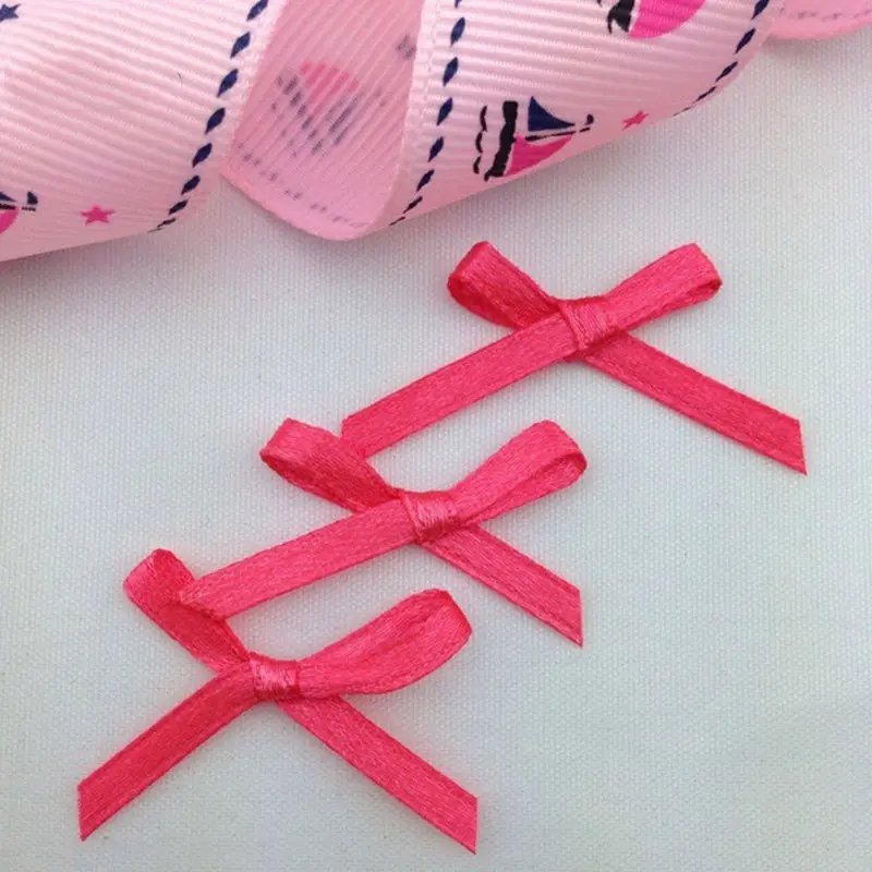

DIY 500pcs/lot Handmade Pre Tied Satin Ribbon Gift Small size Polyester Satin ribbon Bow Flower Appliques