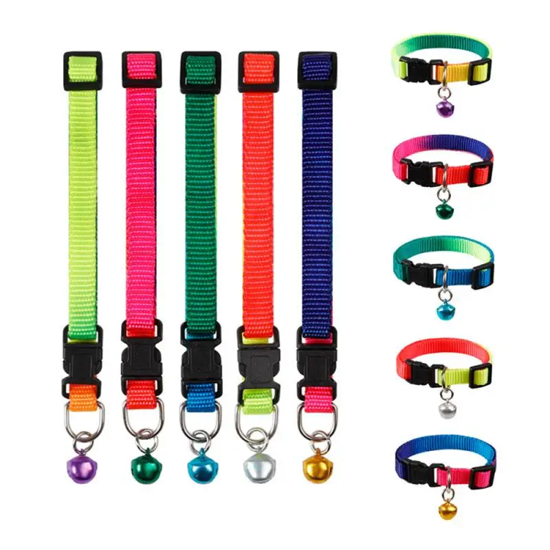 

3PCS Adjustable Soft Nylon Dog Collars With Bells Random Colorful Cat Necklace Collar For Little Pet Dogs Cat Pet Supplies