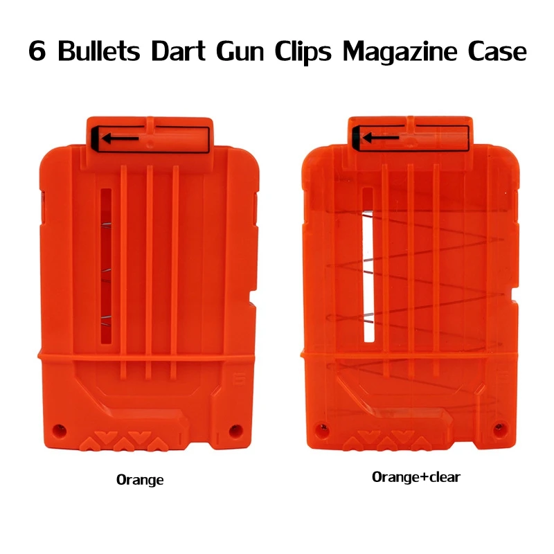

6 Bullets Orange Reload Clip For Nerf Magazine Round Darts Replacement Toy Gun Soft Bullet Clip Nerf Blaster arma de brinquedo