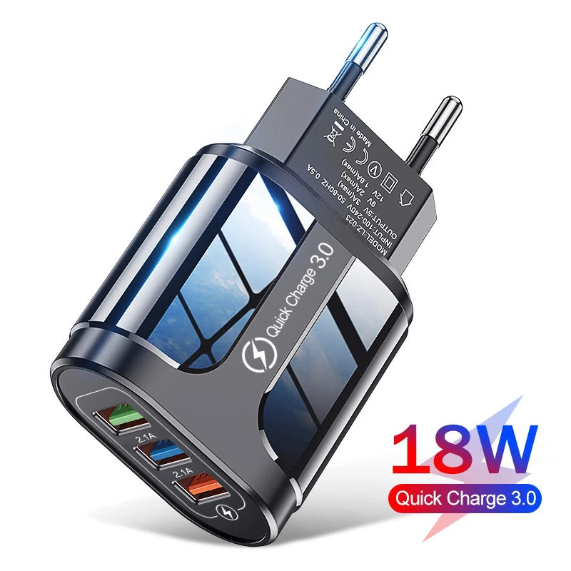 

Max 18W USB Fast Charger Universal Wall Charger For iPhone 13 12 Samsung Xiaomi 11 Huawei Mobile Phone Chargers Quick Charge 3.0