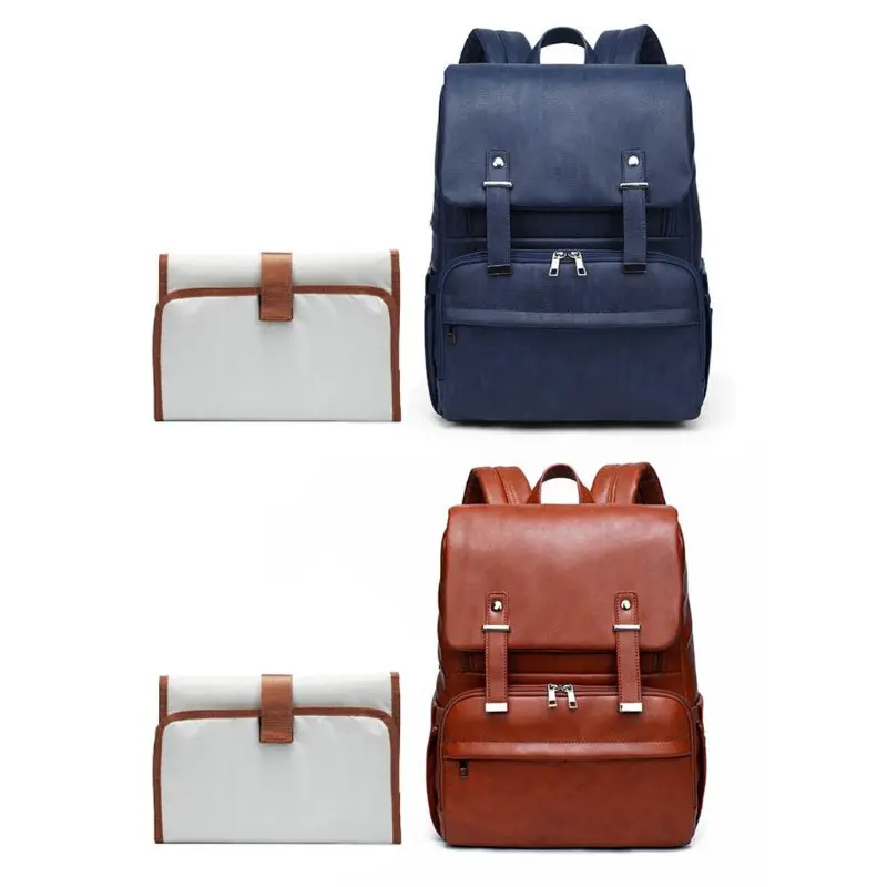 

Многофункциональный рюкзак 066F для детских подгузников, кожаный вместительный ранец для мам, дорожная сумка для мам с сумкой для смены