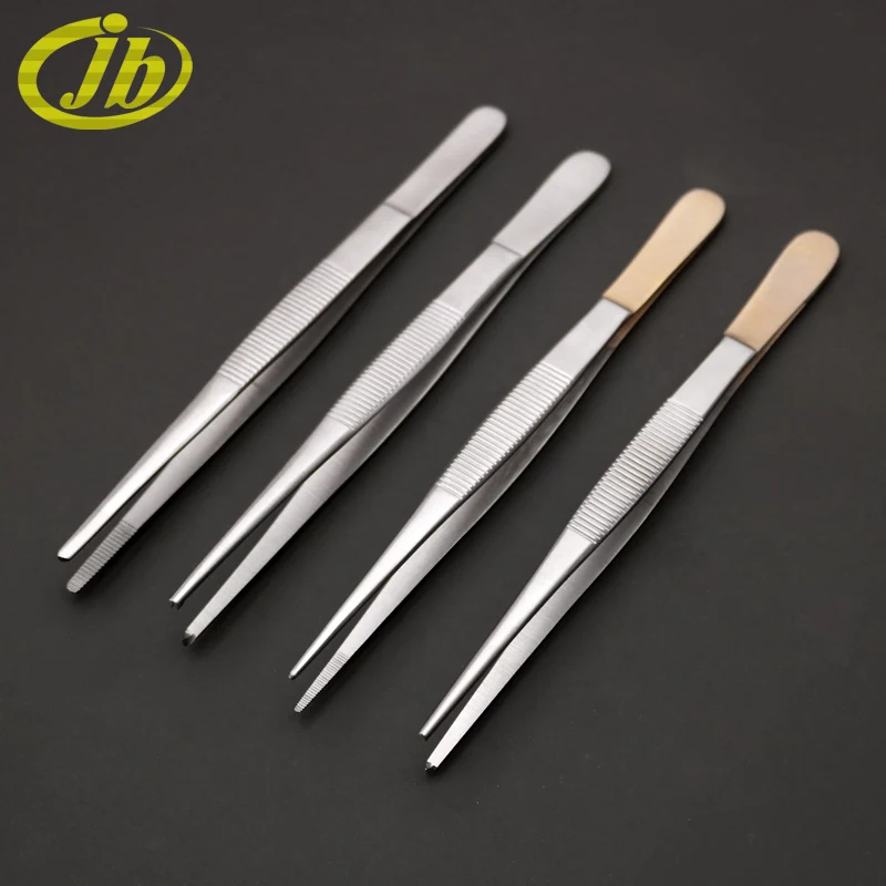 Microscopic tweezers toothed forceps horizontal stripes tweezers stainless steel 14/16/18cm surgical operating instrument