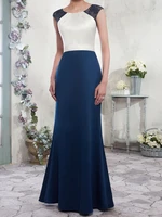 elegant mermaid mother of the bride dress satin with lace royal blue light brown mothers dresses