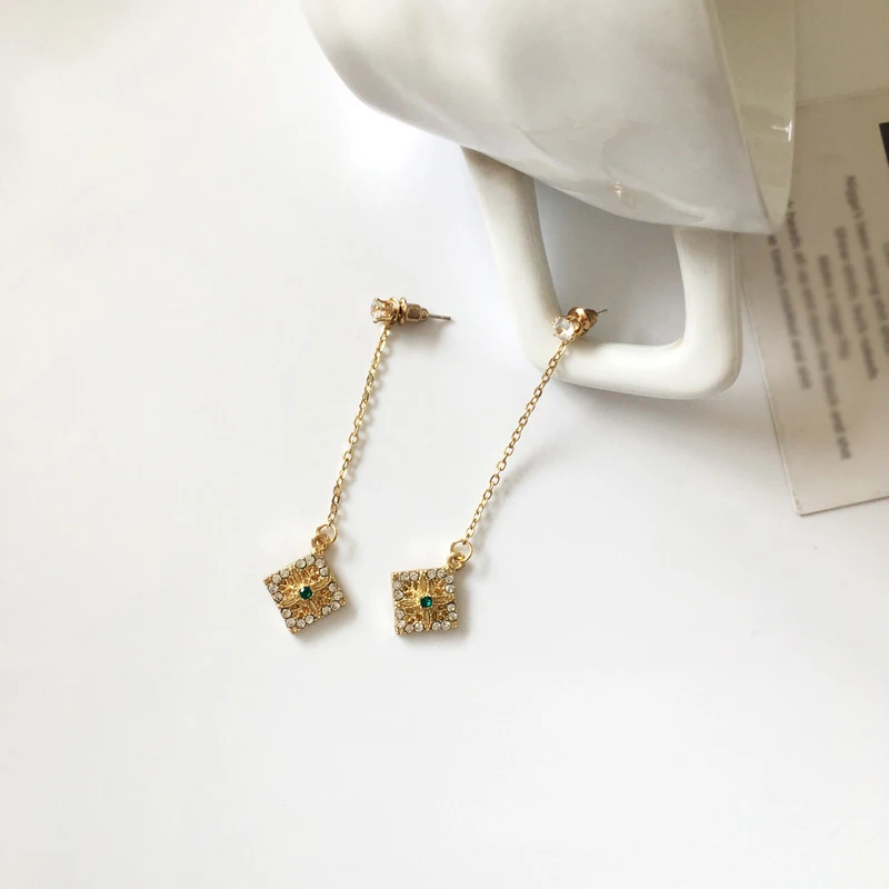 S925 модные ювелирные изделия тонкая цепь висячие серьги цветок блестящие нежные