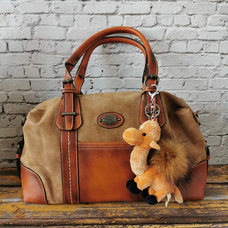 Coffee and Camel IMYOK винтажные роскошные женские сумки из натуральной кожи, брендовая дизайнерская сумка, Высококачественная сумка-торба, женские сумки через плечо - Цвет: Coffee and Camel