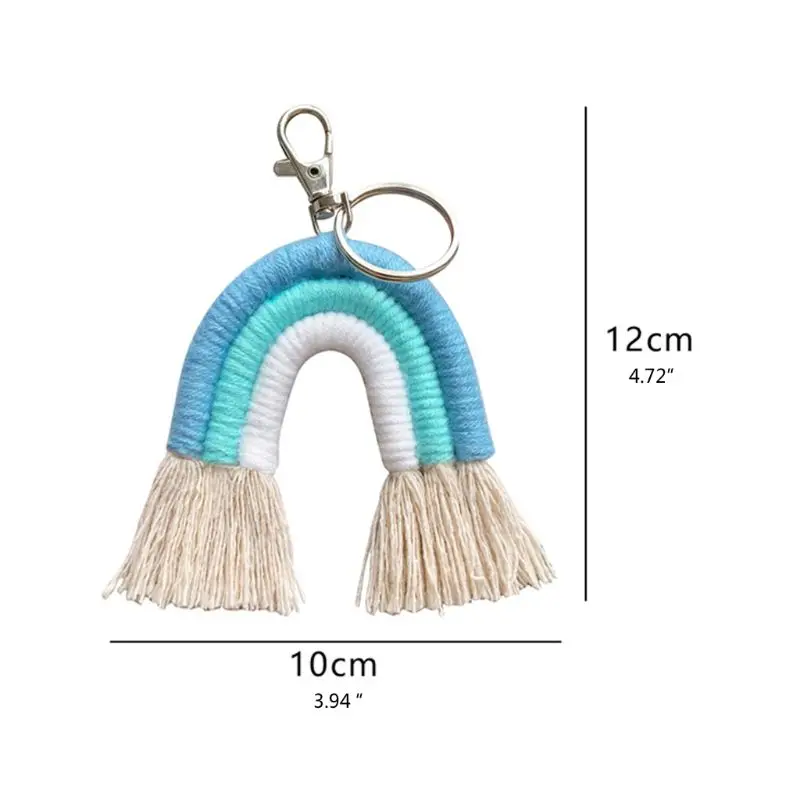 

Weaving Rainbow Keychains for Women Boho Handmade key Holder Keyring Macrame Bag Charm Car Hanging Jewelry Gifts