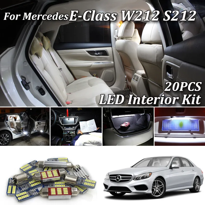 20 шт SMD светодиодные лампы белый ошибок для Mercedes E Class W212 S212 седан для автомобиля с кузовом универсал AMG 2009+ полный светодиодный Подсветка салона комплект