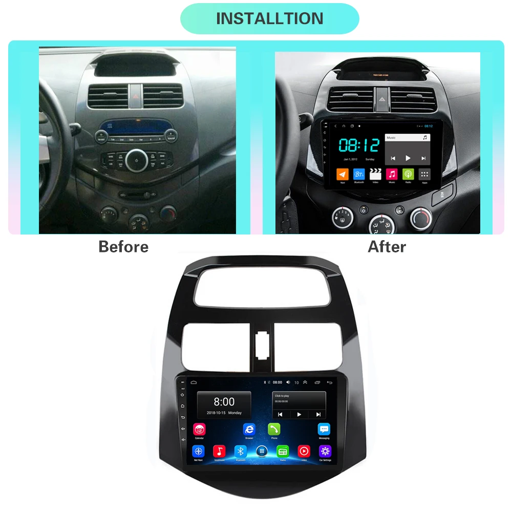 Автомагнитола 2 din на Android 10 4G LTE 64 Гб ПЗУ мультимедийный видеоплеер для CHEVROLET Spark Beat