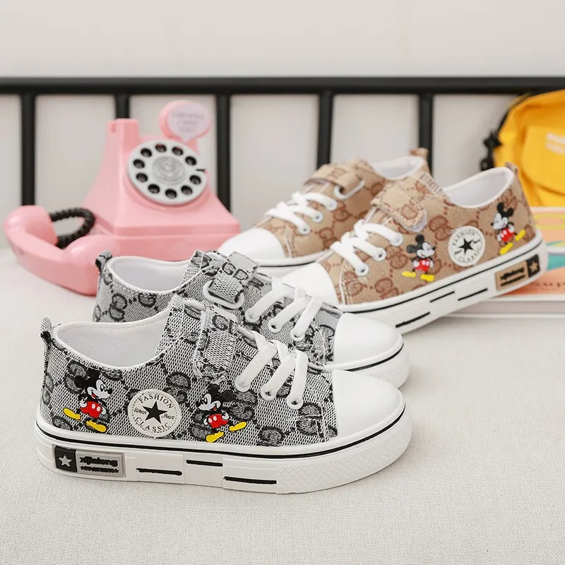 

Fashion Cool Cute Children Sneakers Disney Micky Four Season School Kids Shoes Canvas High Quality Girls Boys Shoes Flats