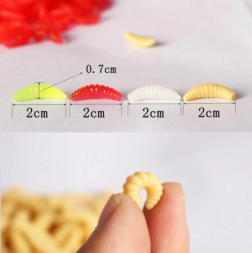 Продажа 50 шт./лот рыболовная приманка 2 см 0 3 г личинка Мягкая приманки черви с