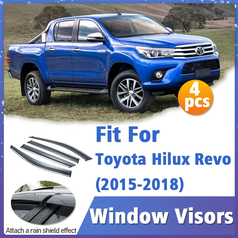 Window Visor Guard for Toyota Hilux Revo 2015-2018 Vent Cover Trim Awnings Shelters Protection Sun Rain Deflector Accessories