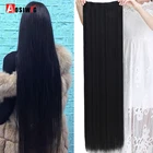 Накладные синтетические волосы AOSI для женщин, длинные, прямые, 5 размеров, на зажимах, черные, коричневые, термостойкие