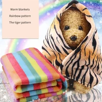 fashion pet towel striped bath towel dog cat cleaning necessary puppy drying towel soft flannel blanket washrag for pet dog