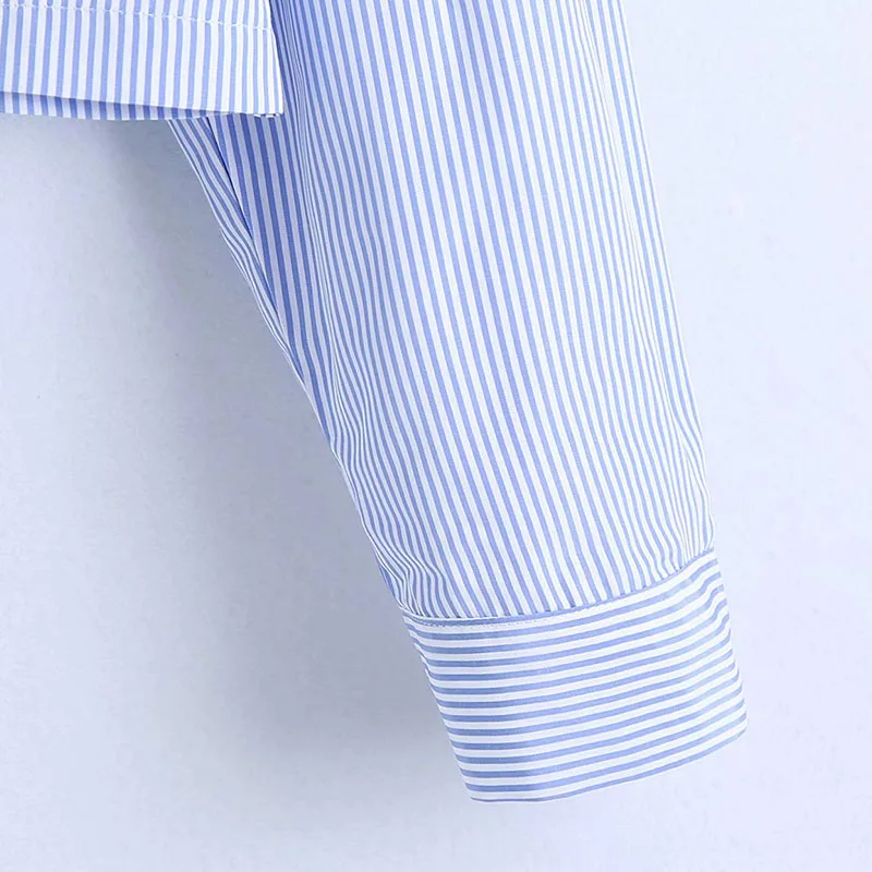 

Women Summer Casual Striped Shirts Blouses Tops 2021 ZA Long Sleeve Loose Female Fashion Street Top Blusas Clothing