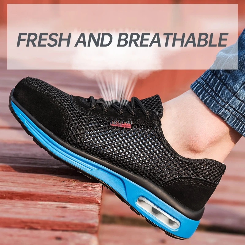 

Summer Breathable Work Safety Shoes Men Air Cushion Work Sneakers Anti-Puncture Work Shoes Male Steel Toe Shoes Protective Shoes