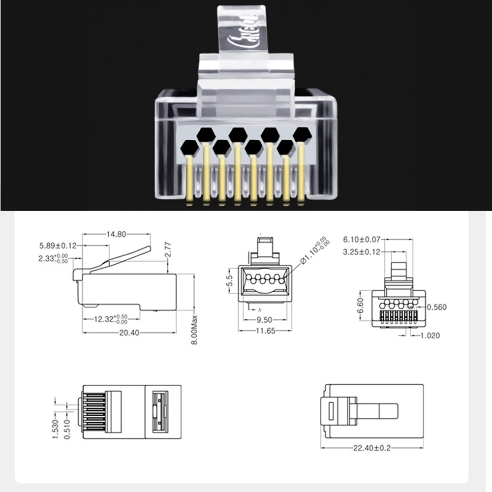 Обжимной инструмент RJ45 Cat5 Cat6 для сетевых модульных разъемов кабелей Ethernet + 30 шт.