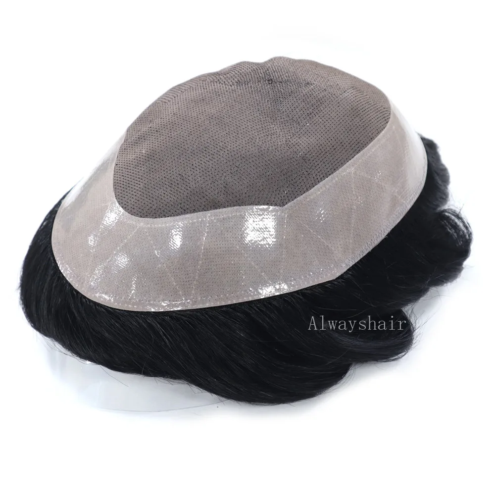 Duro Mono R - New Durable Men Toupee Fine Base Wig Multiple Size Color #1B Hair Patch for | Шиньоны и парики