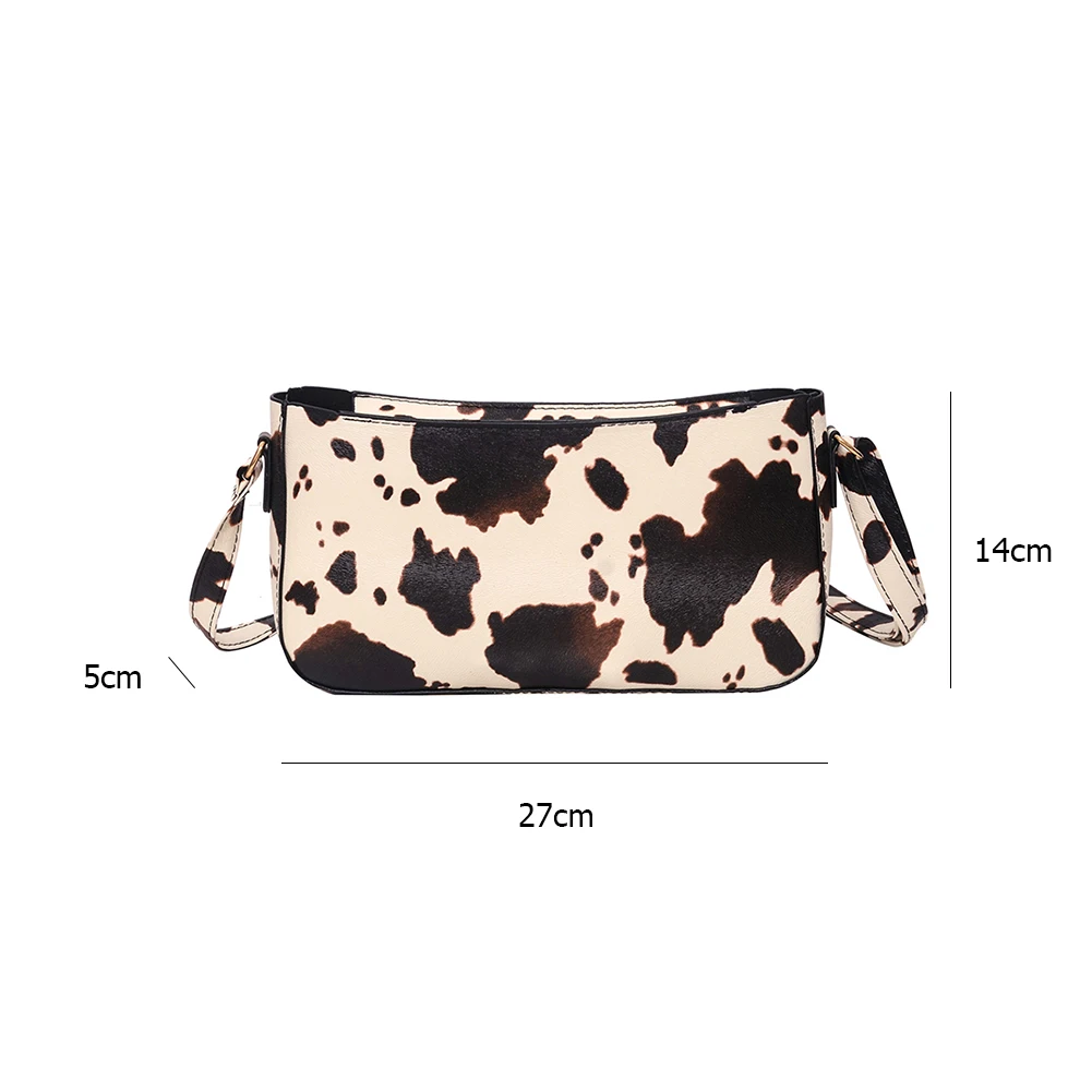 

Casual Cow Milk Printed Women Shoulder Bag PU Leather Fashion Female Travel Square Crossbody Messenger Bags