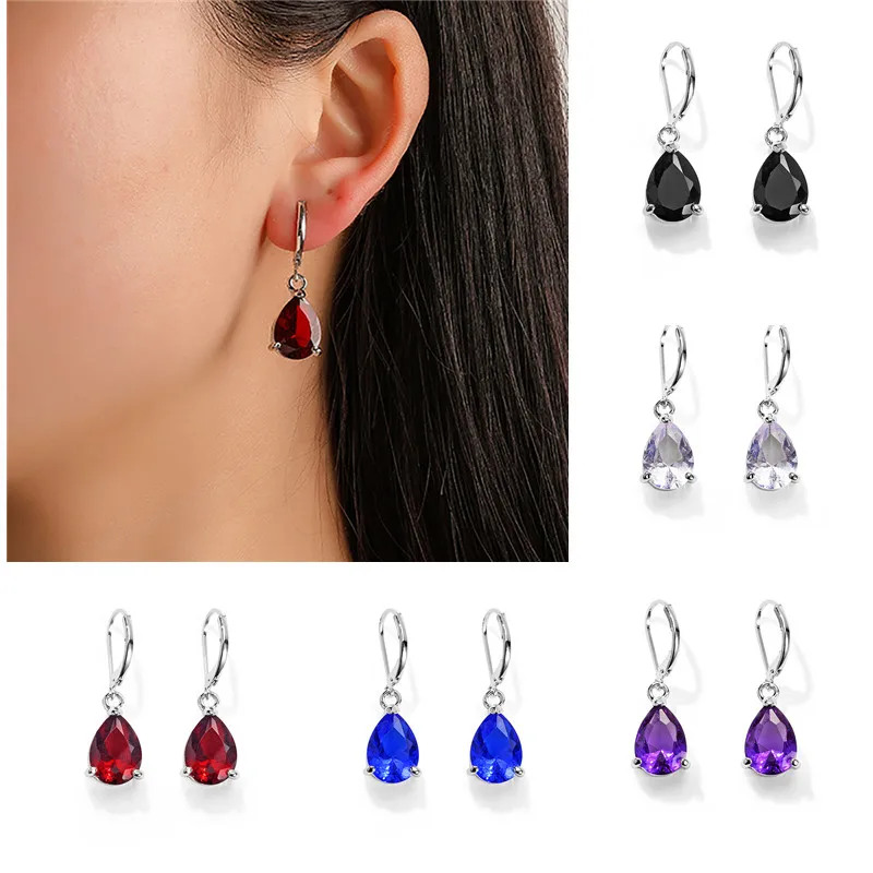 Женские серьги клипсы с австрийским кристаллом серебряные подвески