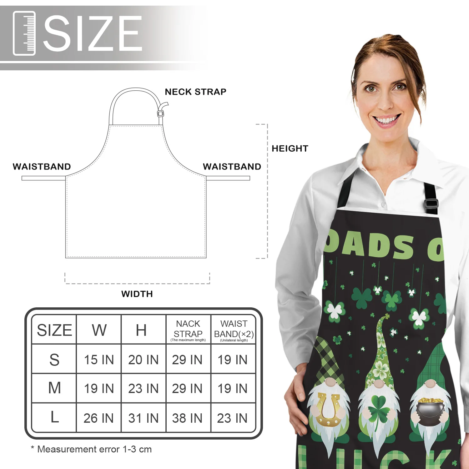 Clover Dwarf Black Cooking Kitchen Apron For Woman Men Chef Waiter Cafe Shop BBQ Hairdresser Aprons Bibs Accessory | Дом и сад