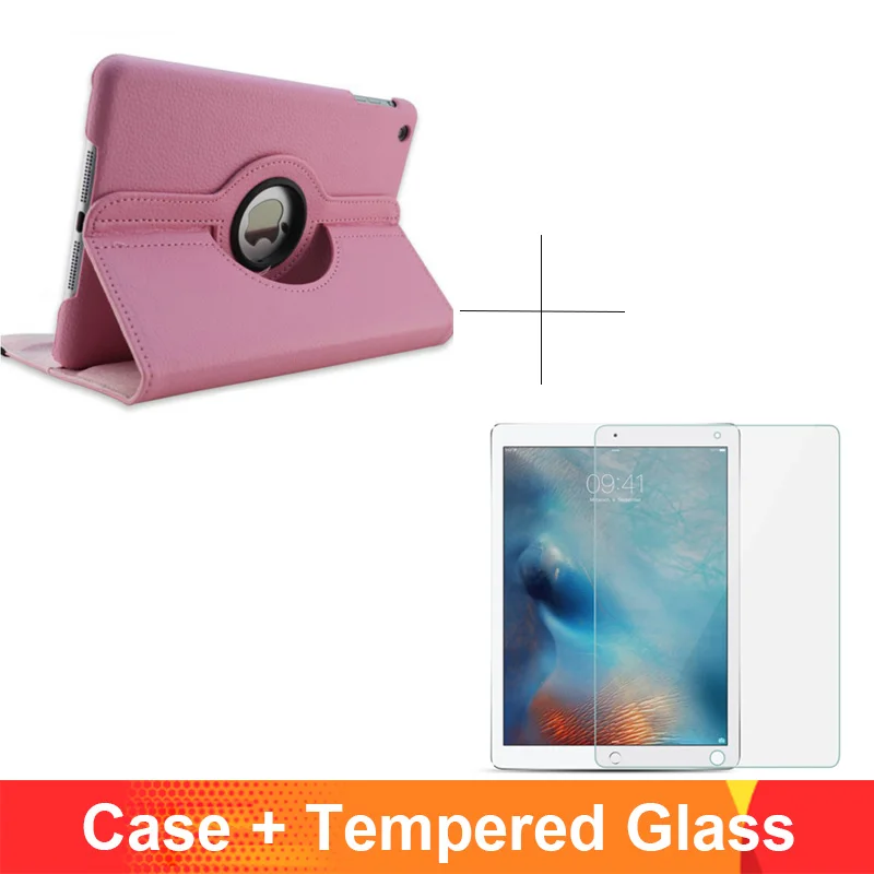 pink add glass 360 градусов вращающийся из искусственной кожи с откидной крышкой чехол для iPad 2/3/4 Чехол подставка чехол s Смарт планшет A1395 A1396 A1416 A1430 A1458 A1460 - Цвет: pink add glass