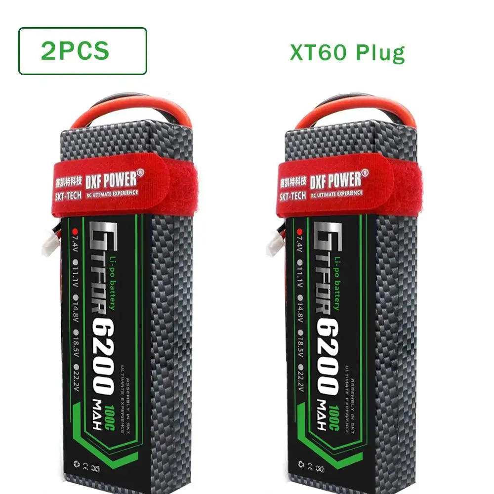 2PCS6200HARDXT60 GTFDR 2 шт. RC батарея Lipo 7,4 V 11,1 V 2S 3S 6000MAH 6500MAH 6200MAH 7000mah 50C 60C 80C 100C 120C для RC Stampede автомобильный Дрон - Цвет: 2PCS6200HARDXT60