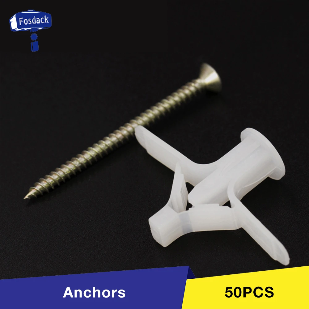 Fosdack 50 шт. Белый Портативный анкерный болт в форме самолета пластиковый