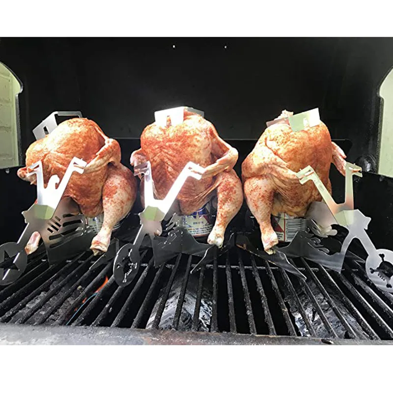 

New Portable BBQ Barbecue Chicken Stand Outdoors Grill For Bbq Motorcycle Model Stainless Steel Grill Kitchen Accessories