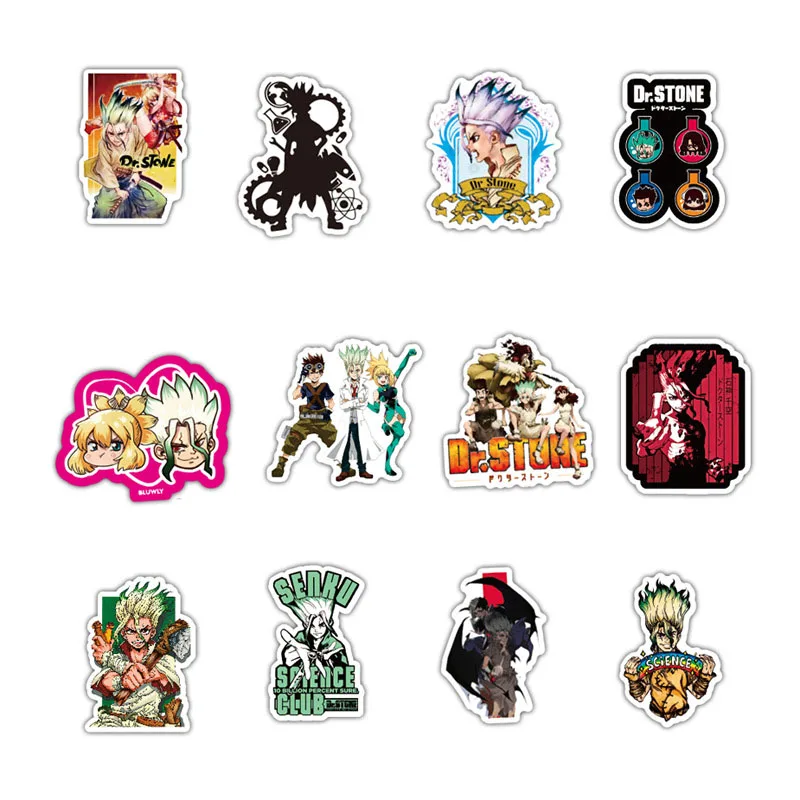 Наклейка dr.stone для чемоданов ноутбуков компьютеров велосипедов скейтбордов 10/50