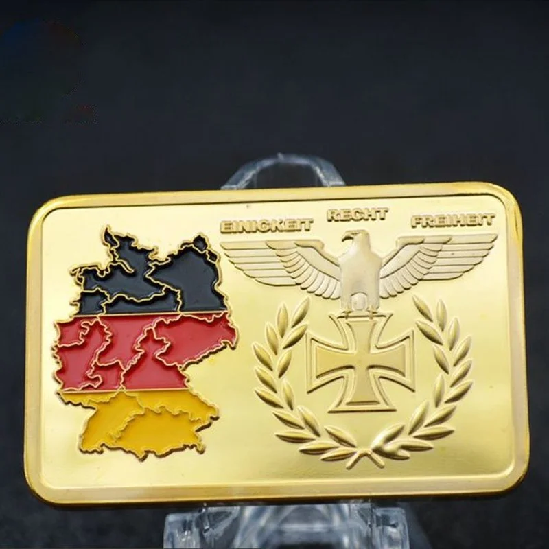 

Deutsche Iron Cross Eagle 24k Gold PlatedGerman Map Bundesrepublik Gold Bar Commemorative Collectible Coin Challenge Coin Gift