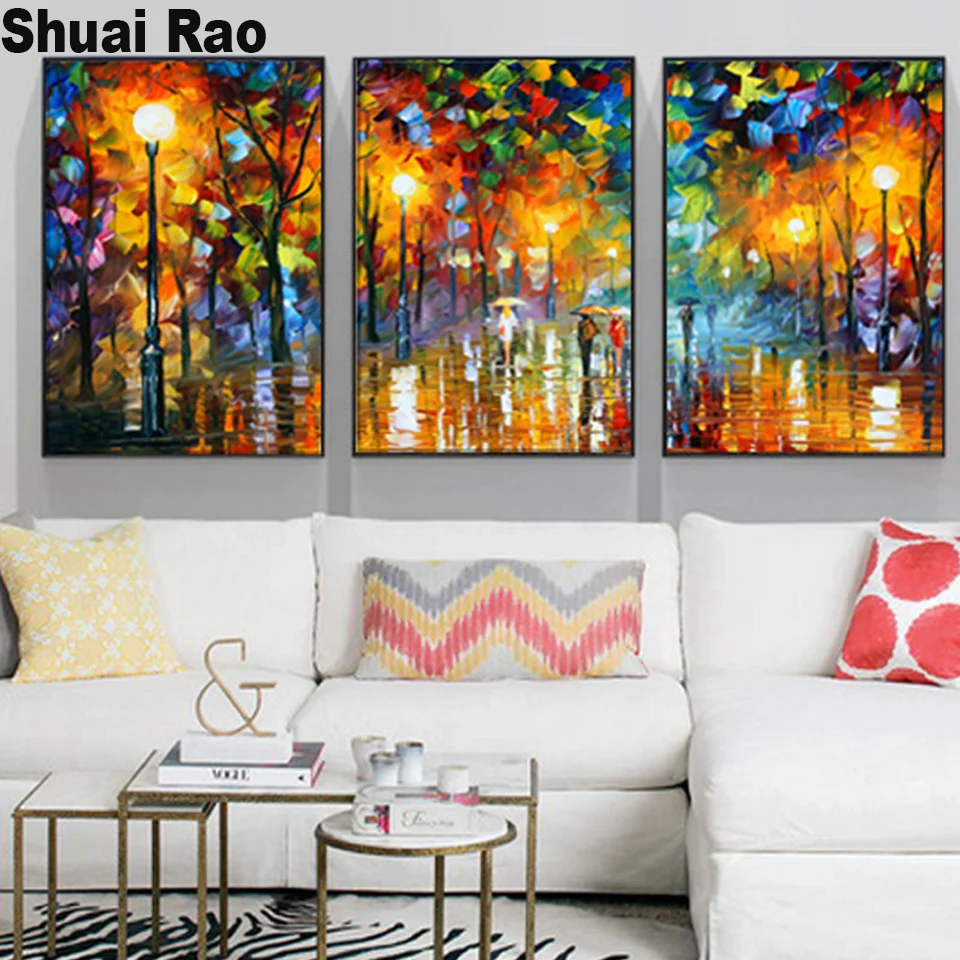puzzle diamant 3 piece diamond painting full square round 3d embroidery abstract night mosaic diy handwork | Дом и сад