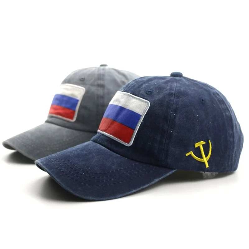 Бейсболка с вышивкой для мужчин и женщин хлопковая кепка российским флагом