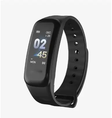 black Lerbyee C1Plus, умный браслет, цветной экран, кровяное давление, фитнес-трекер, пульсометр, смарт-браслет, спортивный для Android IOS - Цвет: black