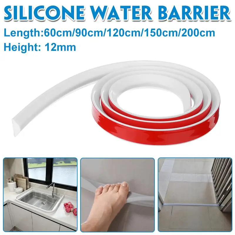 

60-200CM Bathroom Water Stopper Water Partition Dry And Wet Separation Flood Barrier Rubber Dam Silicon Water Blocker Don't Slip