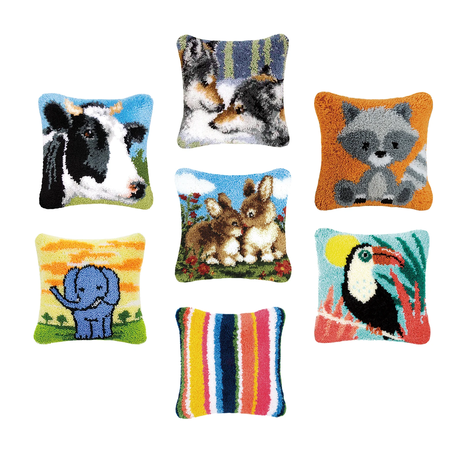 

Latch Hook Rugs Making Kit Cushion Cover Pillow Crafts Embroidery Kit for Adults