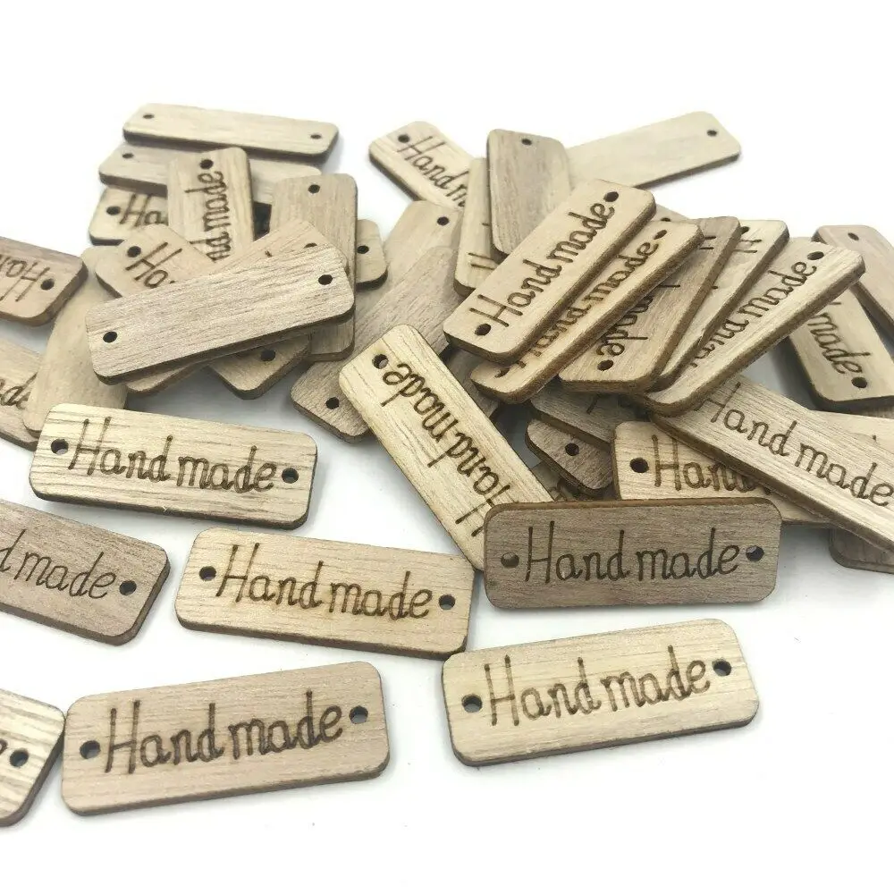 DIY 80 шт Деревянный Цвет &quotручная работа&quot надпись 2 отверстия для шитья