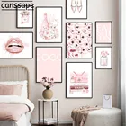 Модная настенная Картина на холсте с современными цитатами, постер с принтом красных губ, флакон духов, цветочные постеры с пионами, декор для гостиной