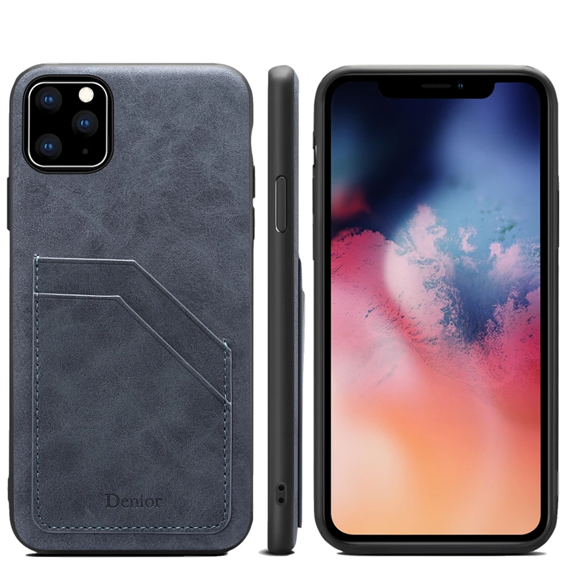 Чехол для телефона с подставкой и держателем карт Apple iPhone 11 Pro Max роскошный кожаный