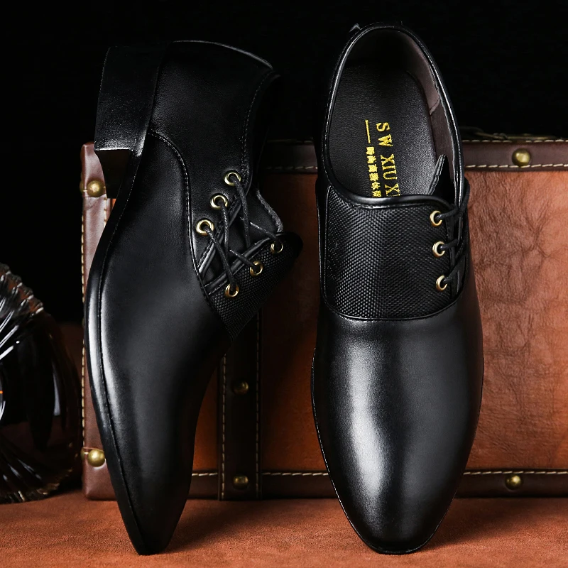 

Big Size 38-48 Men Genuine Leather Shoes Men Lace Up Gentleman Pointed Toe Mocassins Soft Breathable Office Business Casual Shoe