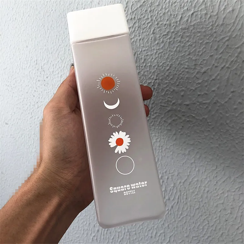 Новые милые 500ml прозрачные квадратные Пластик матовый водная напольная чашка