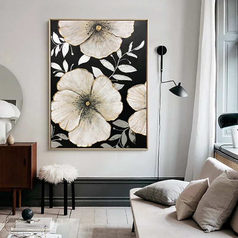 

100% Hand Painted Abstract Flower Art Oil Painting On Canvas Wall Art Frameless Picture Decoration For Live Room Home Decor Gift