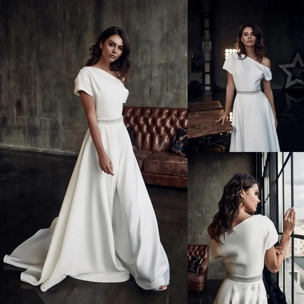 Атласное вечернее платье на одно плечо длинное ТРАПЕЦИЕВИДНОЕ для выпускного