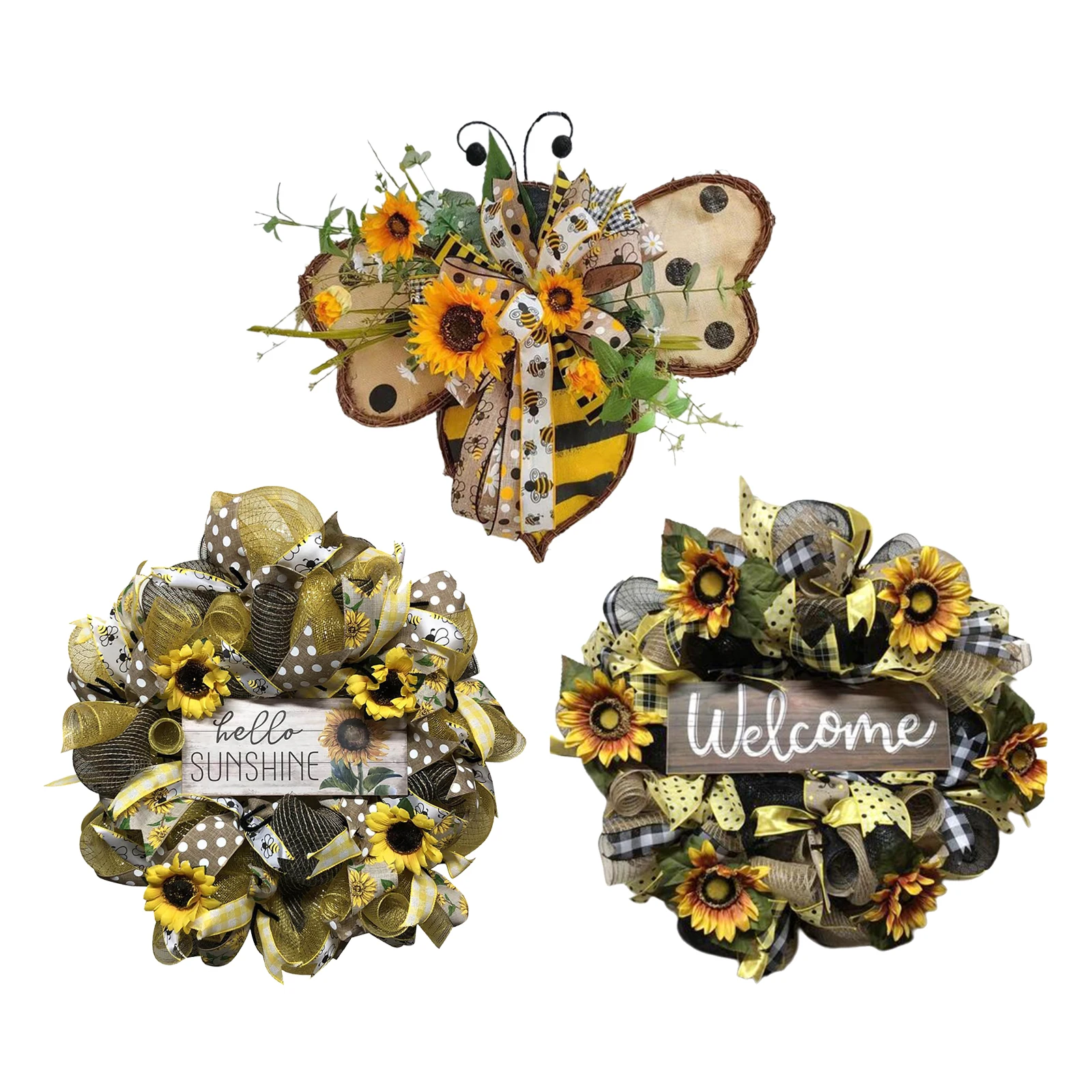 

Bee Sunflower Wreath Simulation Leaf Garland ing Pendants Home Decor