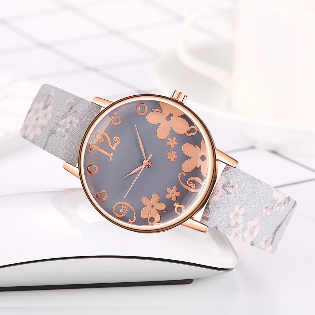 Vansvar Personality Classic Designer Watches Women Quartz Wristwatch Flowers Leather Band Ladies Watch Dress Gift Reloj Mujer | Наручные