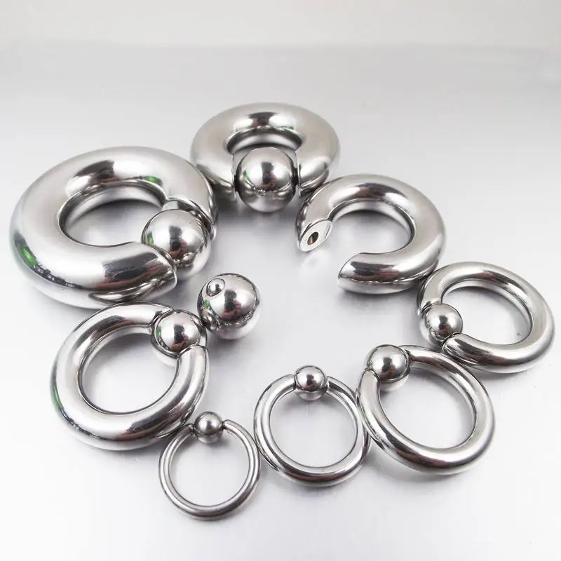 1PCS Stainless Steel Captive Bead Hoop Rings Ear Nipple Nose Piercing OrejaPlug&ampTunnel Septum Orelha Big Size Ring | Украшения и