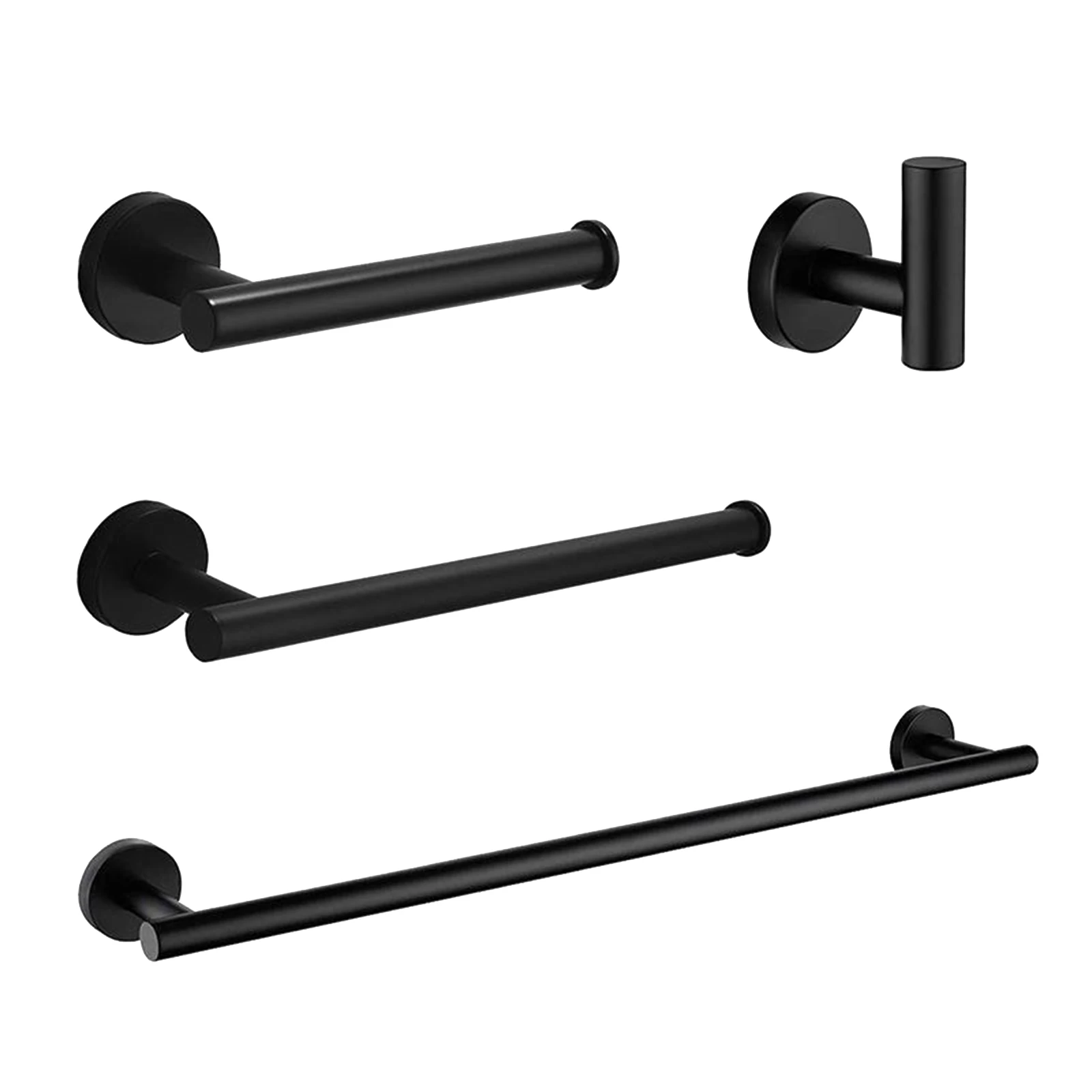 

4Pack Towel Rail Bar Rack Toilet Paper Holder Set Bath Accessories Matte Black