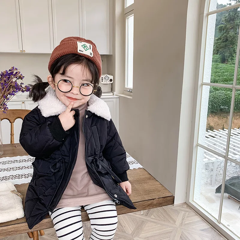 Зимнее пальто для девочек Новинка корейский стиль утолщенная и теплая
