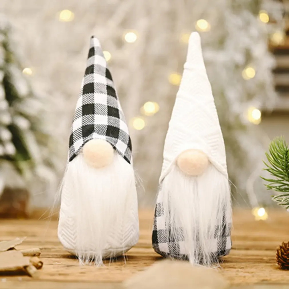 

Christmas Decoration Black And White Plaid Forest Old Man Doll Festival Decoration Fabric Faceless Doll