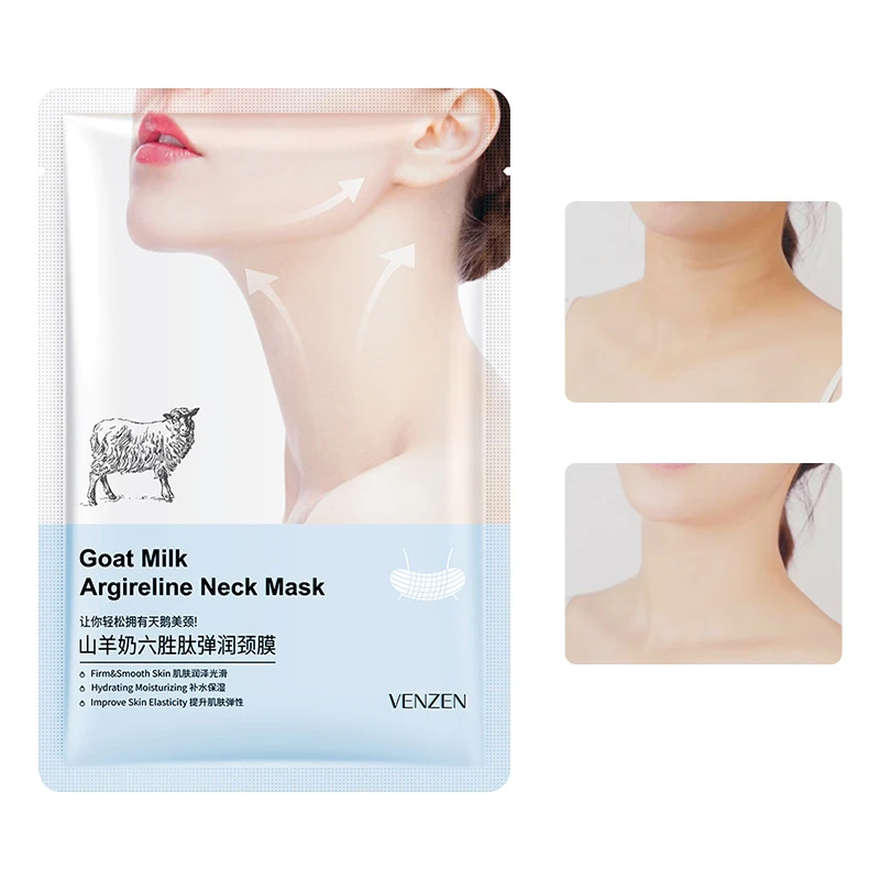 

5PCS Goat Milk Hexapeptide Neck Mask Hydrating Whitening Collagen Neck Patch Anti-Wrinkle Anti-Aging Neck Lift Firming Care Pad